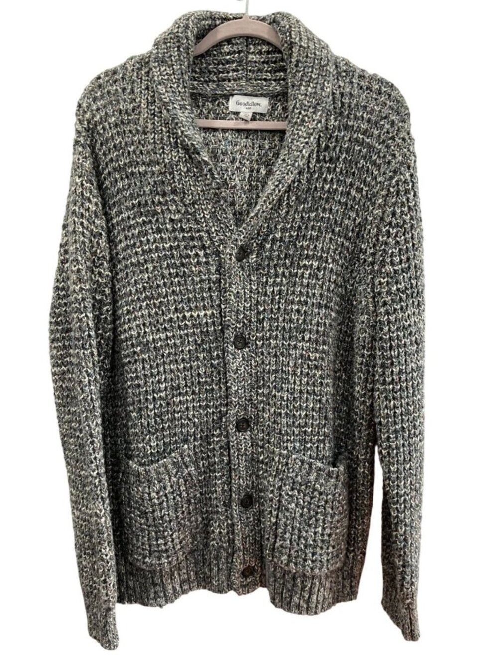 Goodfellow & Co Mens Shawl Collared Cardigan Sweater XL Gray Casual Capsule Prep